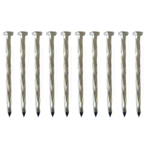 Steel garden edging pins/lawn anchors on a white background,