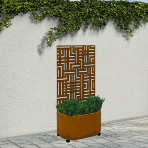 decorative screen with planter