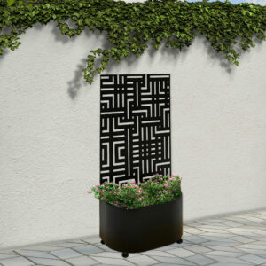Decorative garden screen with planter