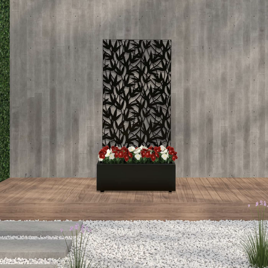 Buy Black Metal Garden Screen Planter Bamboo Design
