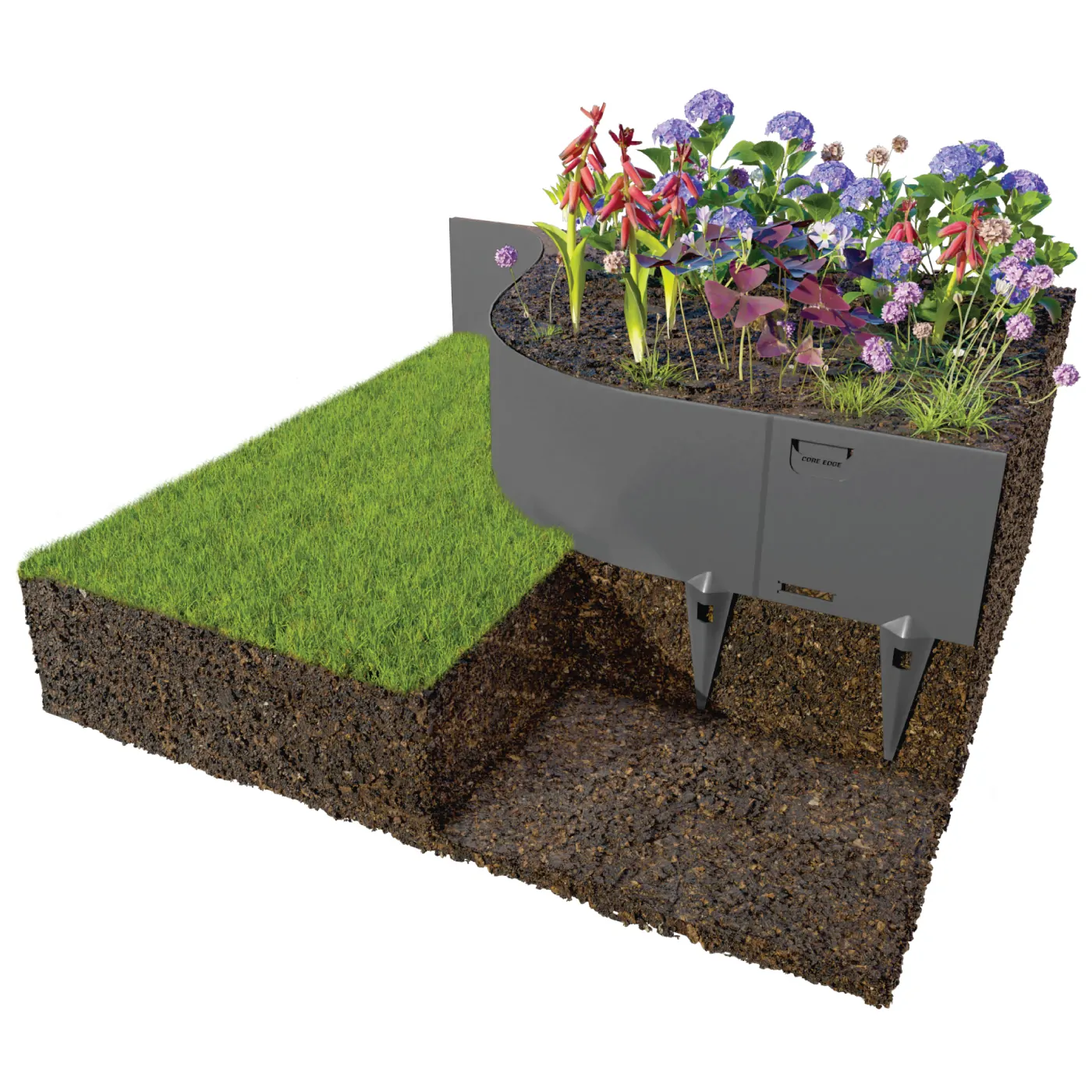 thumbnail image 2 of 8-Inch Galvanized Steel Landscape Edging Kit (6 Pack) For Garden Raised Beds & Lawn Borders - Black 2 of 6